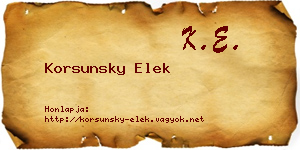 Korsunsky Elek névjegykártya